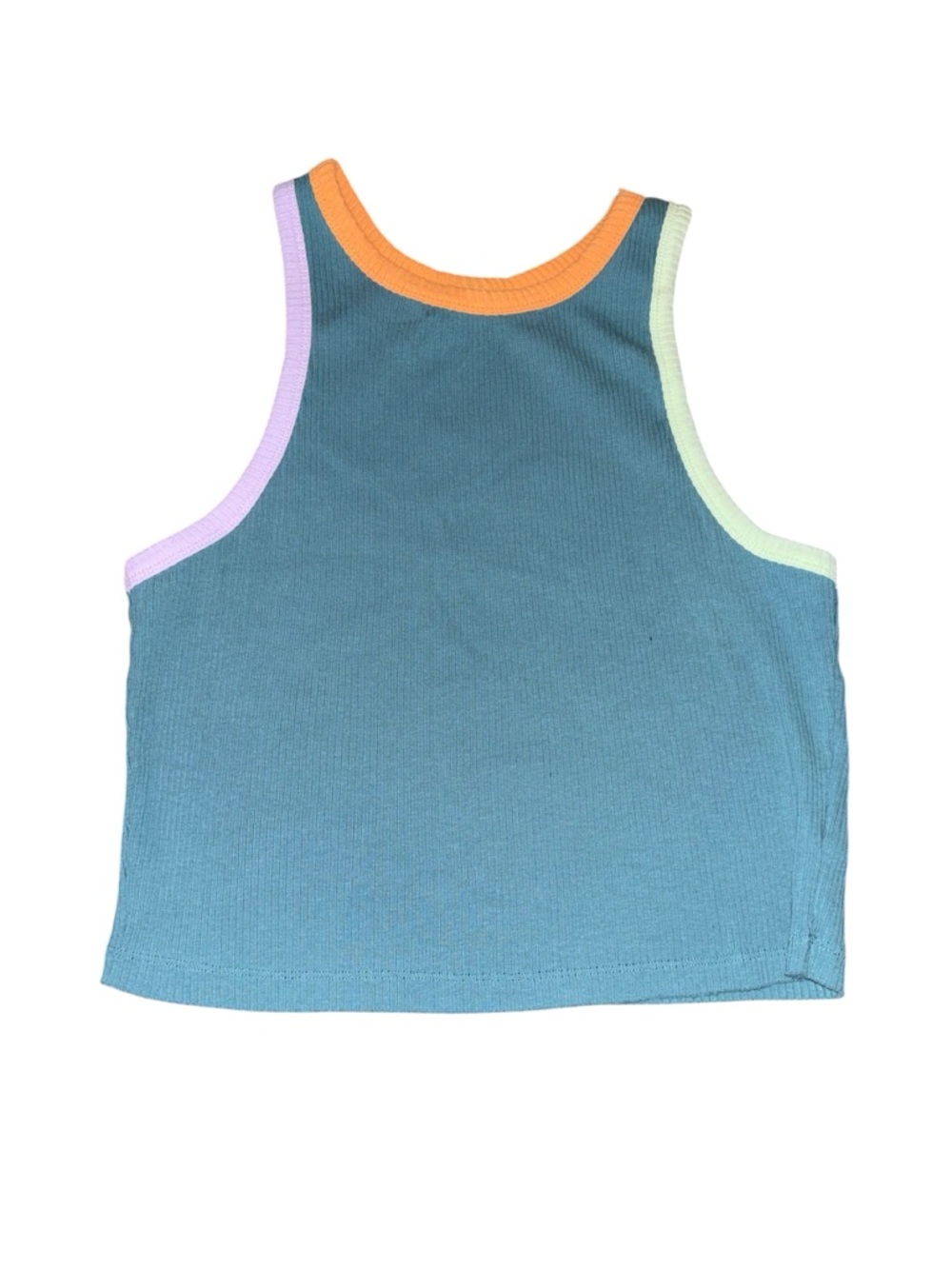 Wild fable Teal Colorblock Ribbed Knit Crop Tank Top Medium